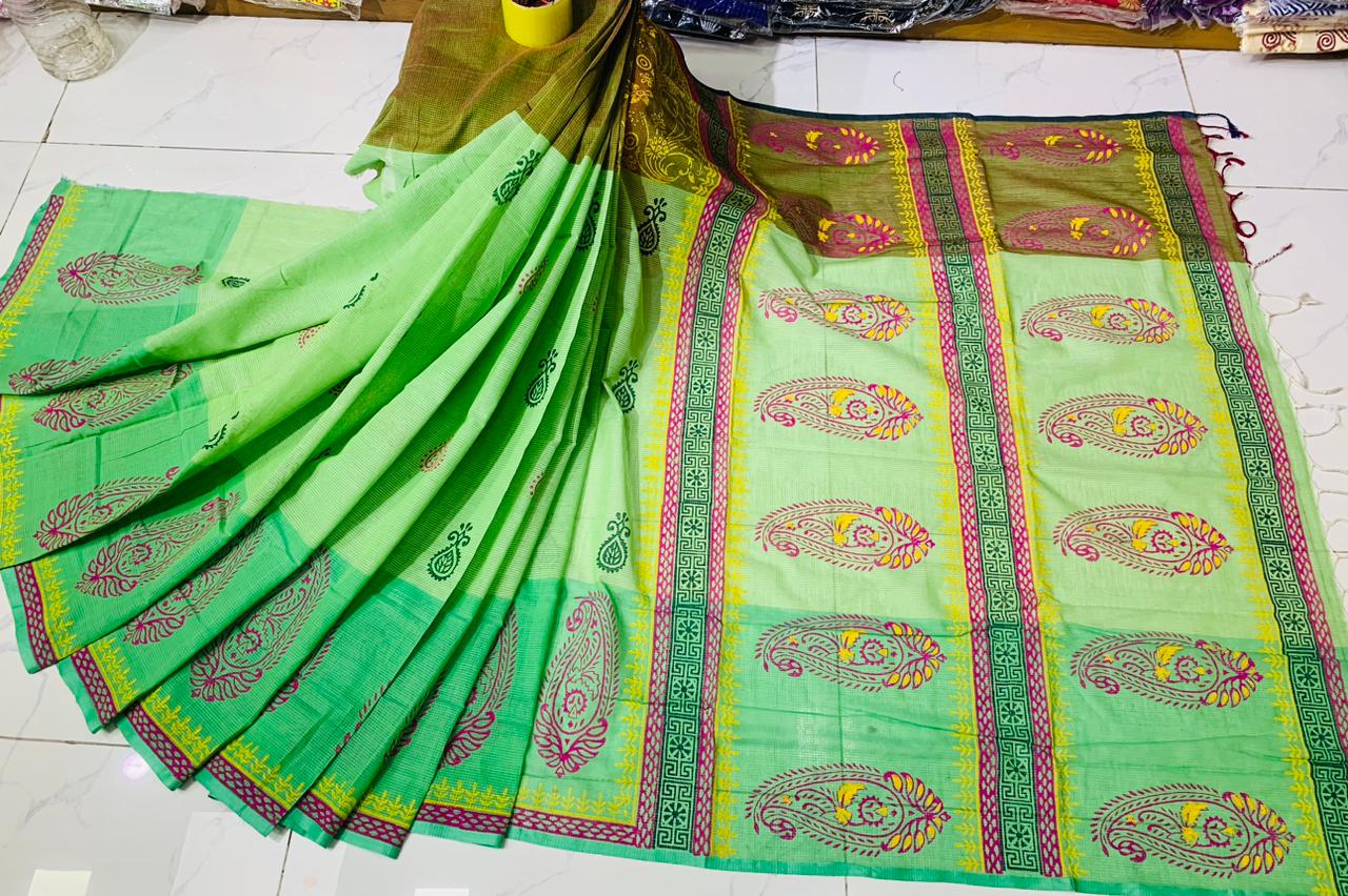 সুতি ব্লক প্রিন্ট শাড়ী
