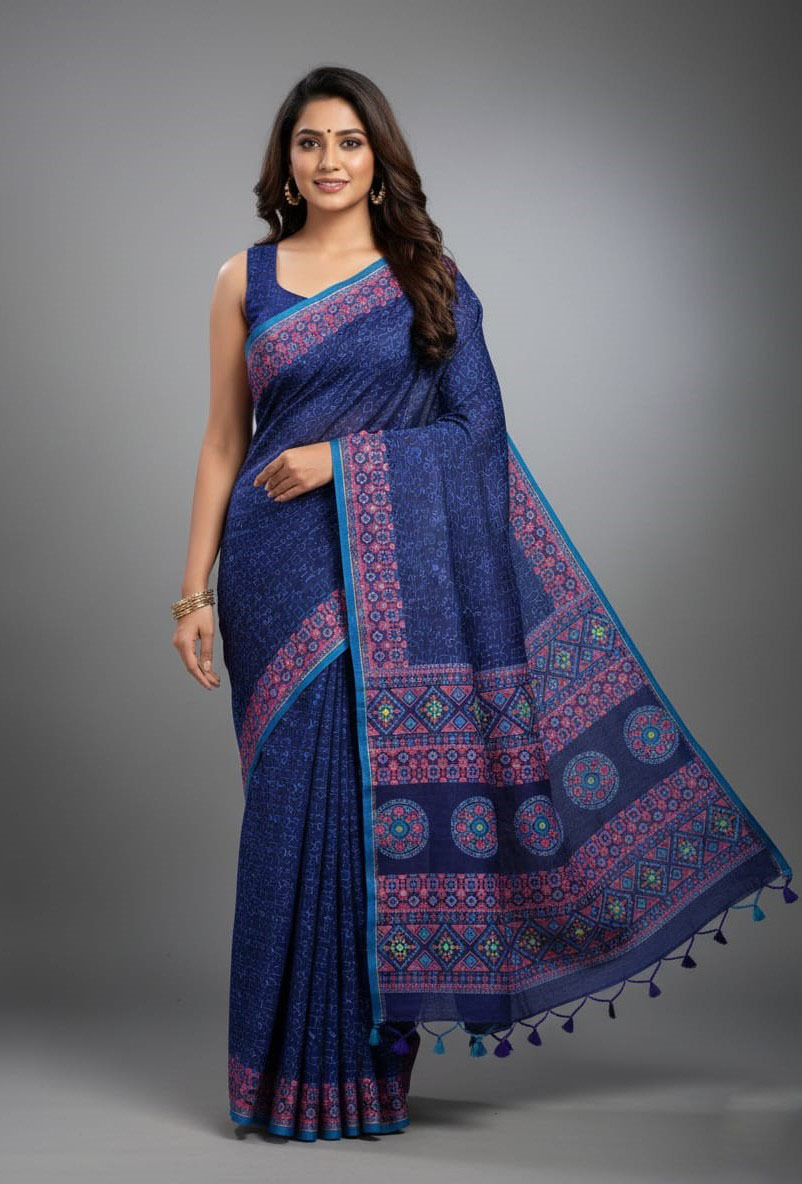 Premium Silk Boutique Skin Print Shari ছবি 2