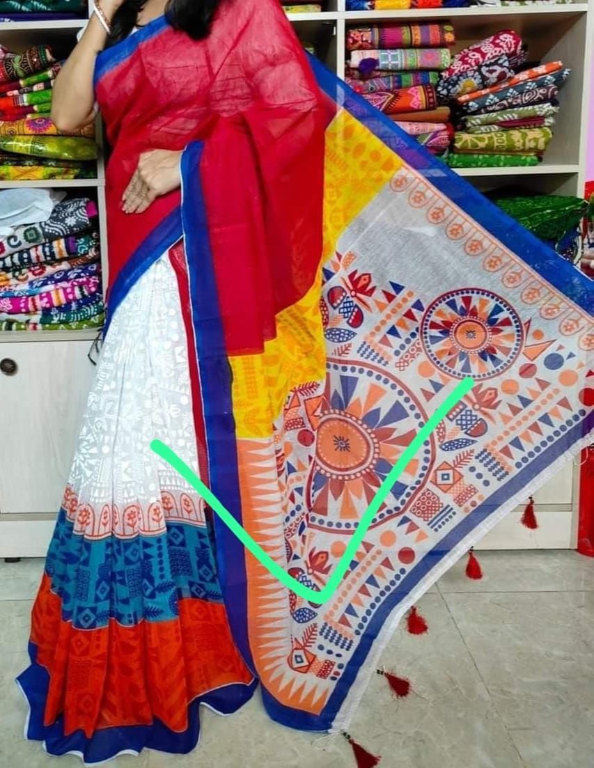 হাফ সিল্ক স্কিন প্রিন্ট শাড়ি ছবি 5