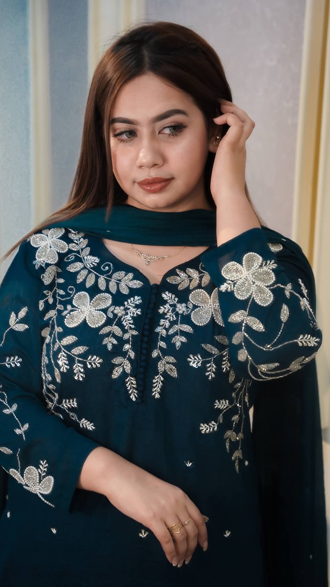 Rayon cotton dress full set Embroidery