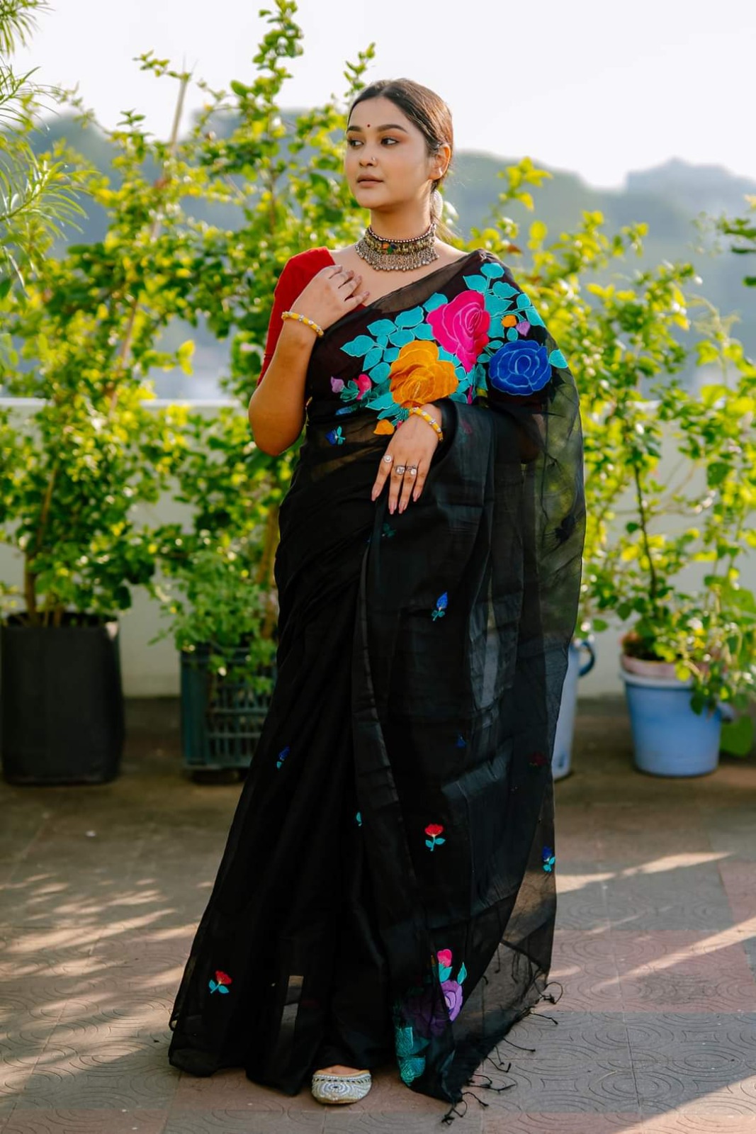 Embroidery Half Silk Sharee