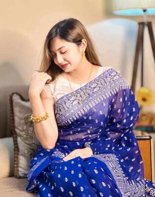 হাফ সিল্ক স্ক্রিন প্রিন্ট শাড়ি ছবি 3
