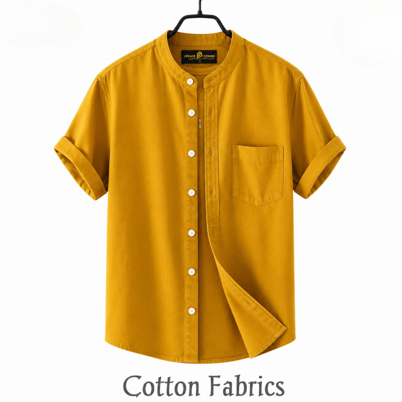 Premium Oxford Cotton Band Collar Short Sleeve Shirt ছবি 5