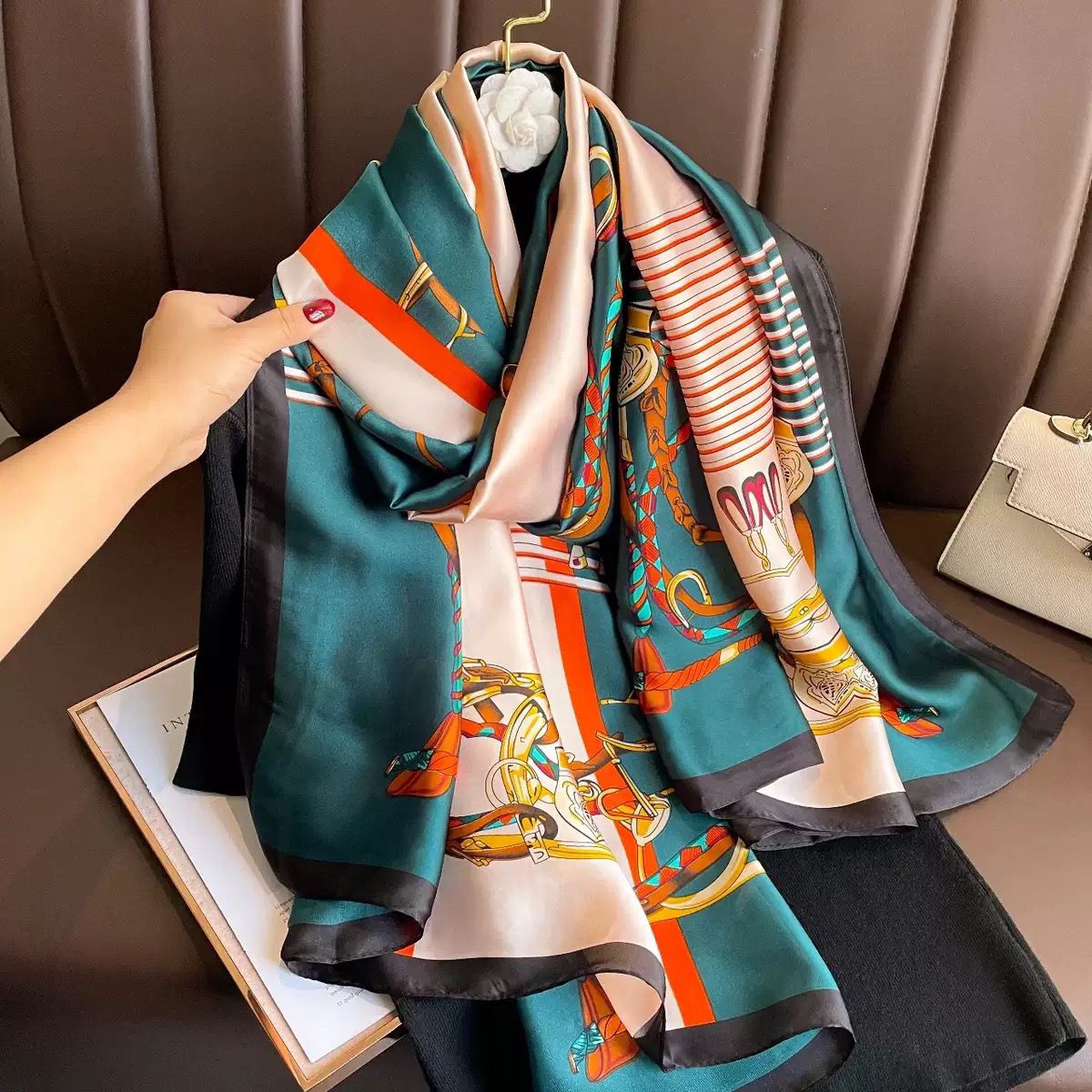 premium Luxury Satin Silk Scarf ছবি 7