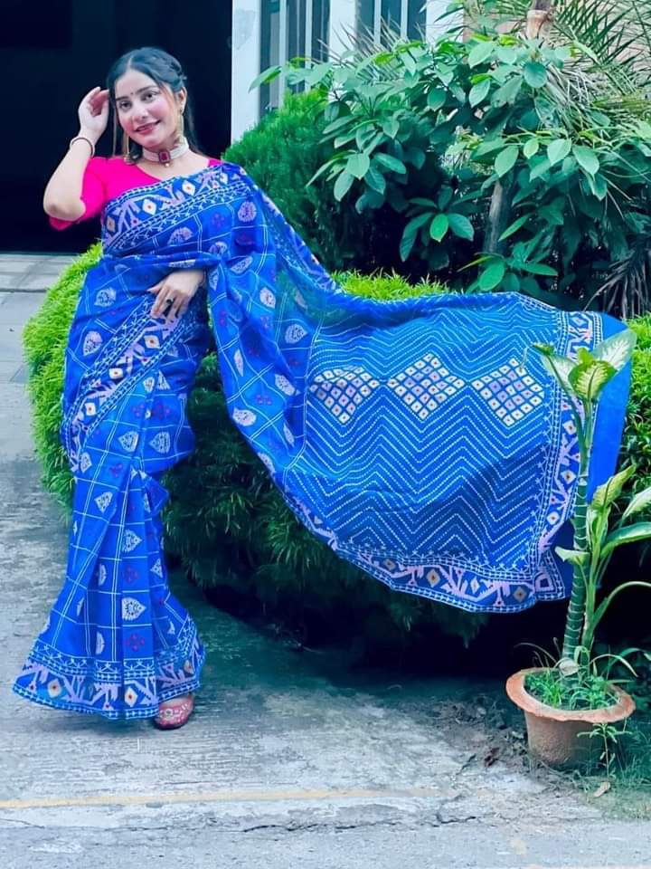 Half Silk Handprited Sarees