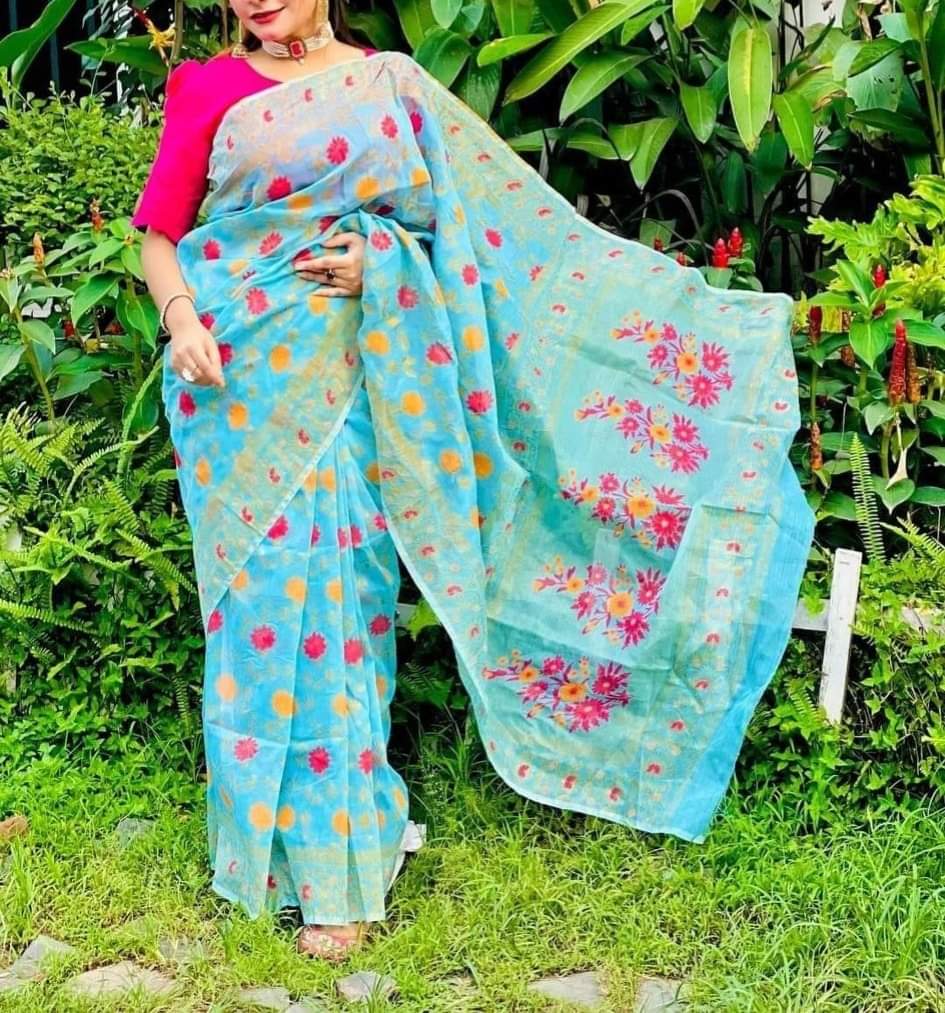 Half Silk Handprited Sarees ছবি 10