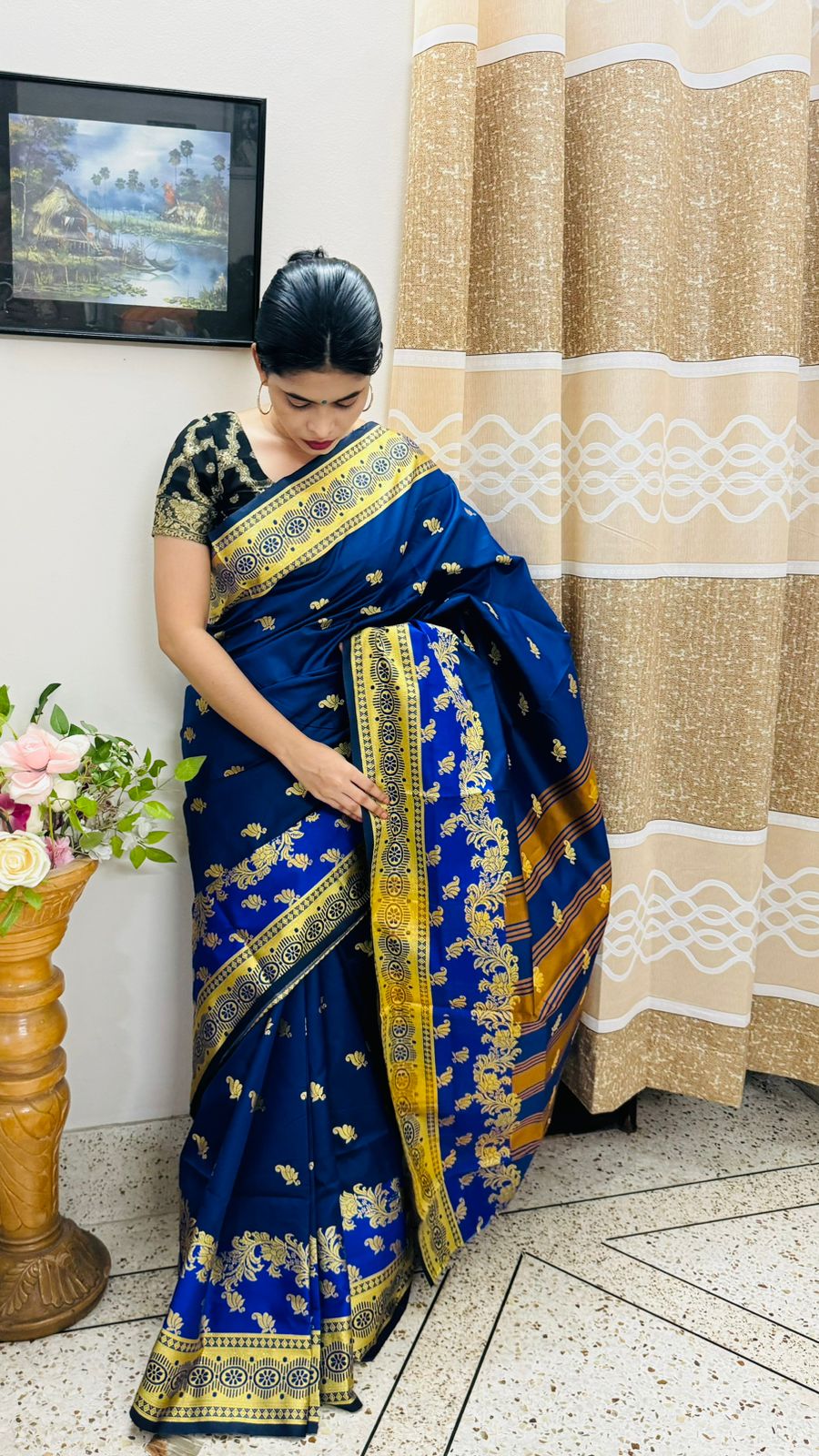 সিল্ক কাতান শাড়ি ছবি 3