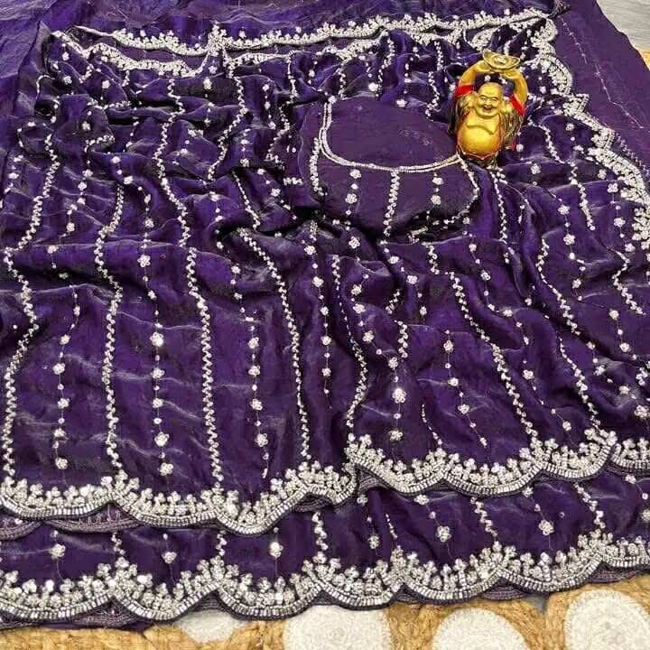 Indian Georgette Sharee with Blouse Piece ছবি 5