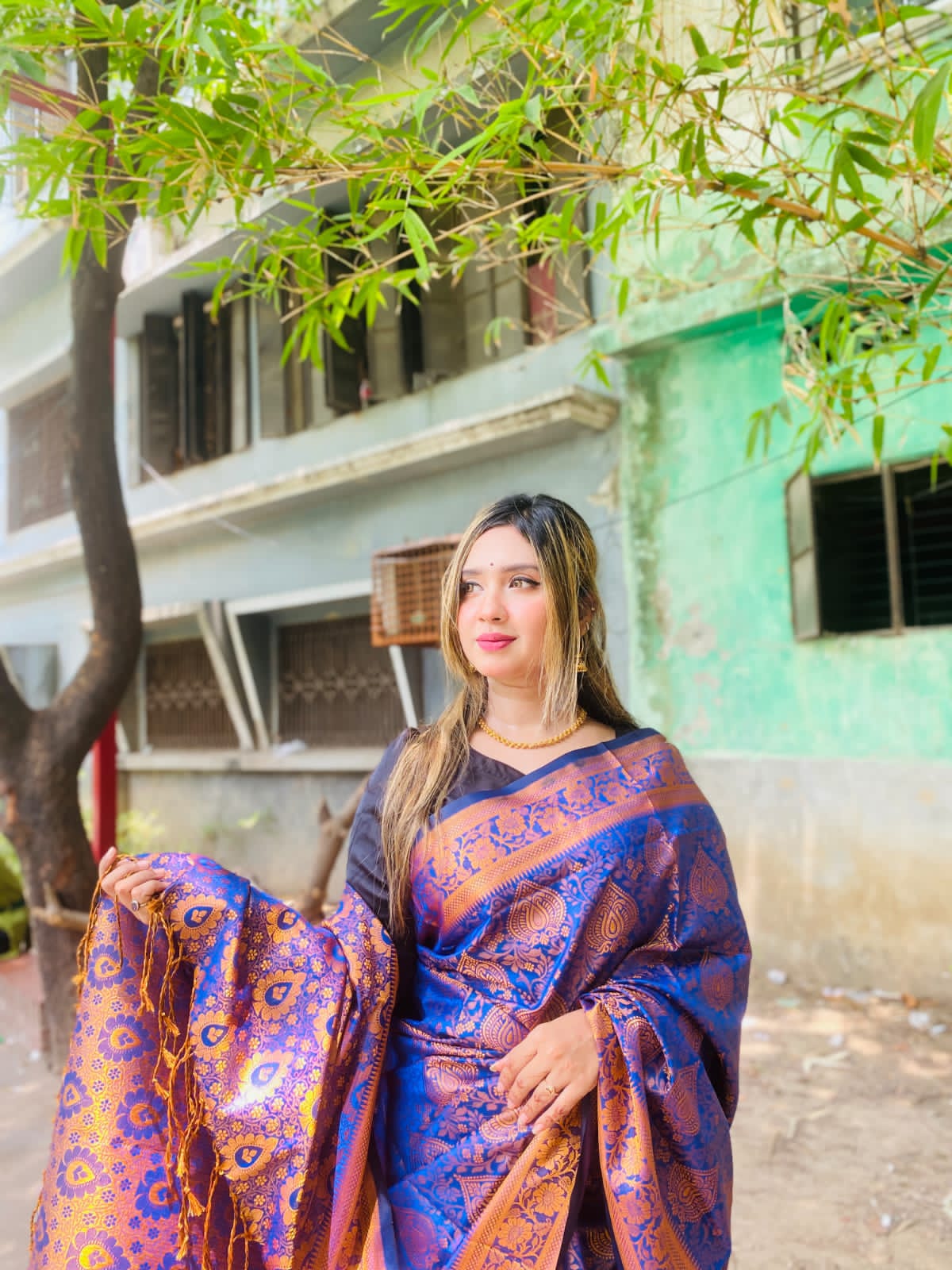 সিল্ক কাতান শাড়ি ছবি 2