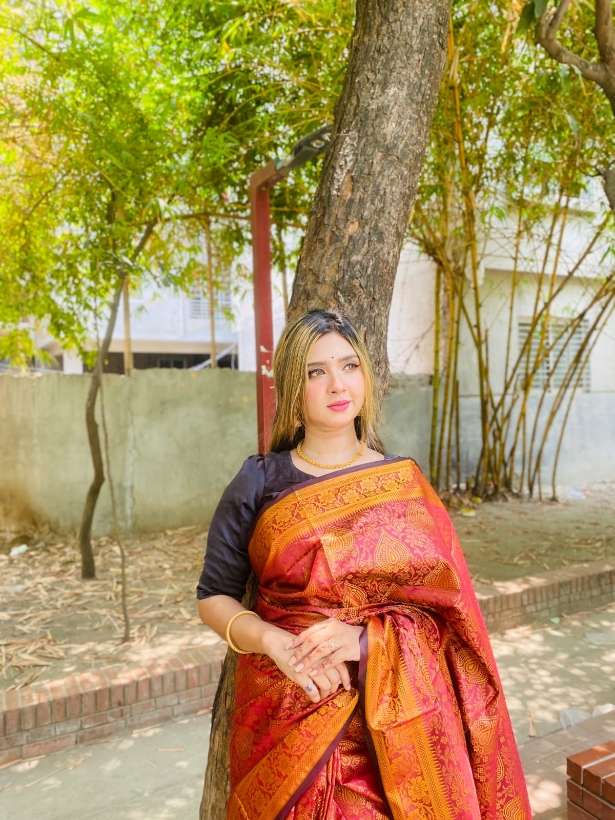 সিল্ক কাতান শাড়ি ছবি 12