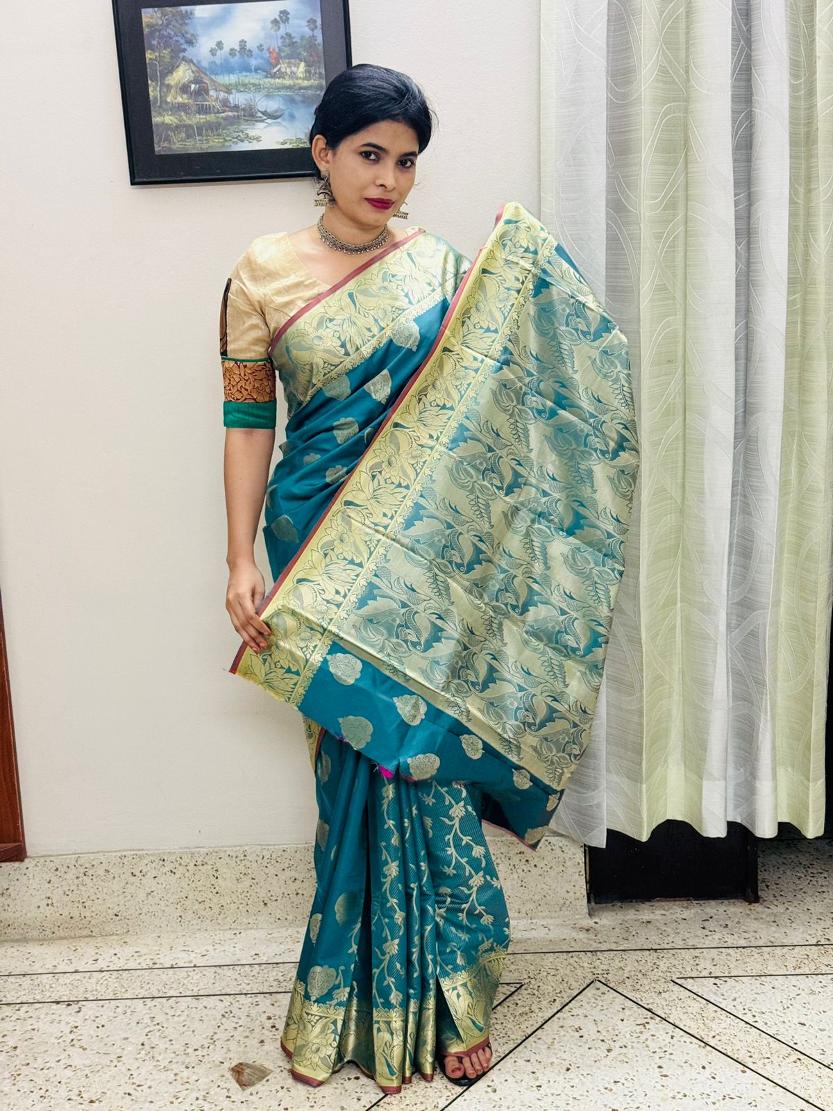 সিল্ক কাতান শাড়ি ছবি 13