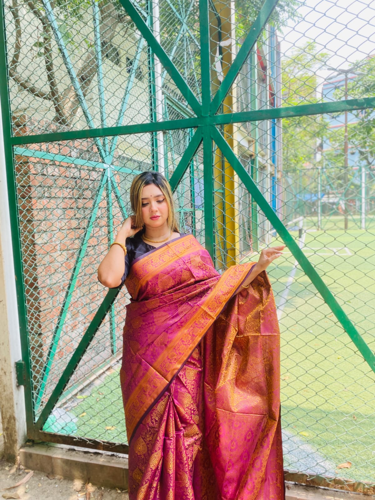 সিল্ক কাতান শাড়ি ছবি 3