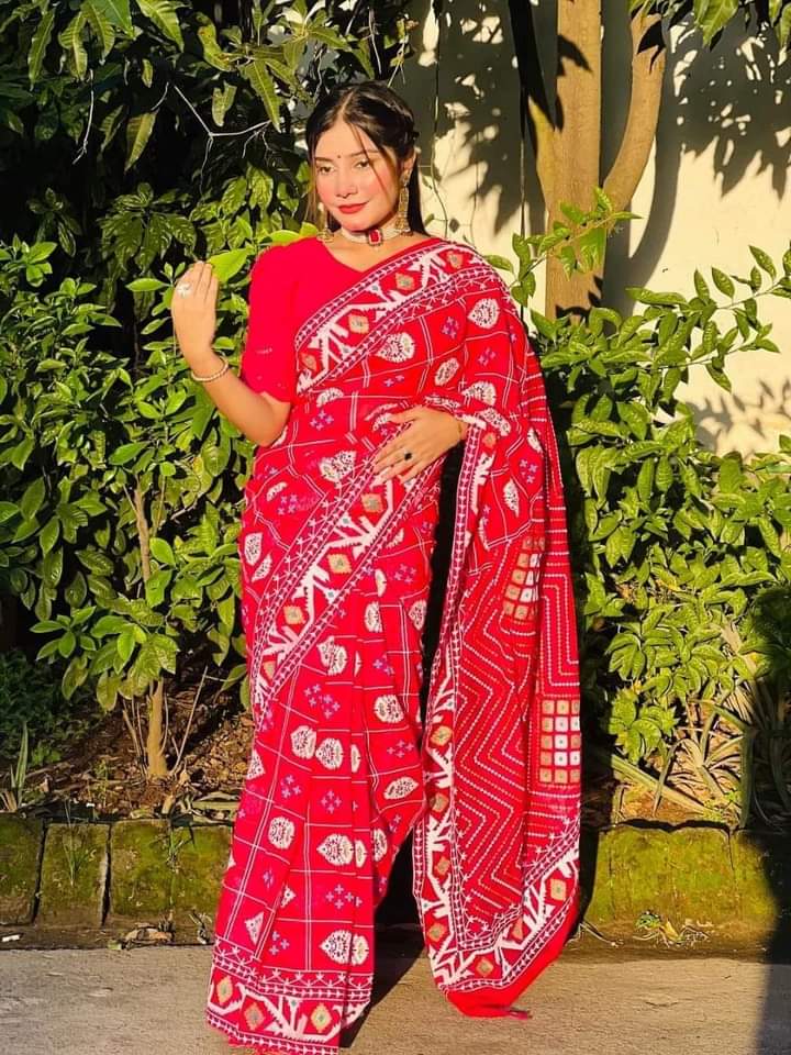 Half Silk Handprited Sarees ছবি 7