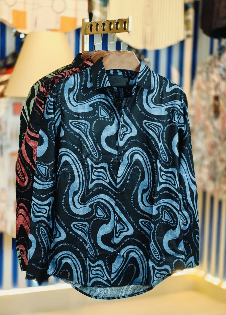 Pure Cotton full Sleeve Check & Print Shirt for Men's ছবি 2