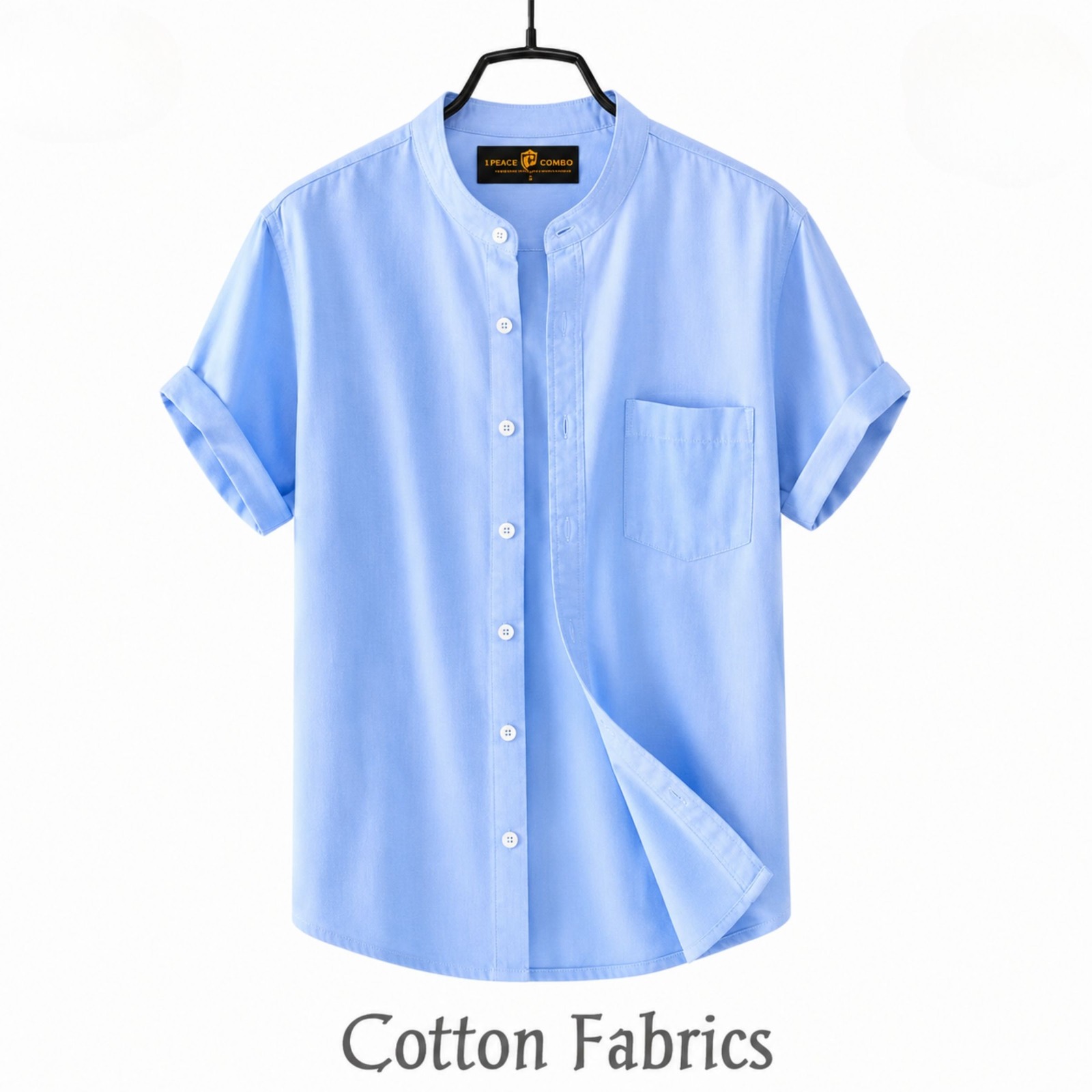 Premium Oxford Cotton Band Collar Short Sleeve Shirt ছবি 7