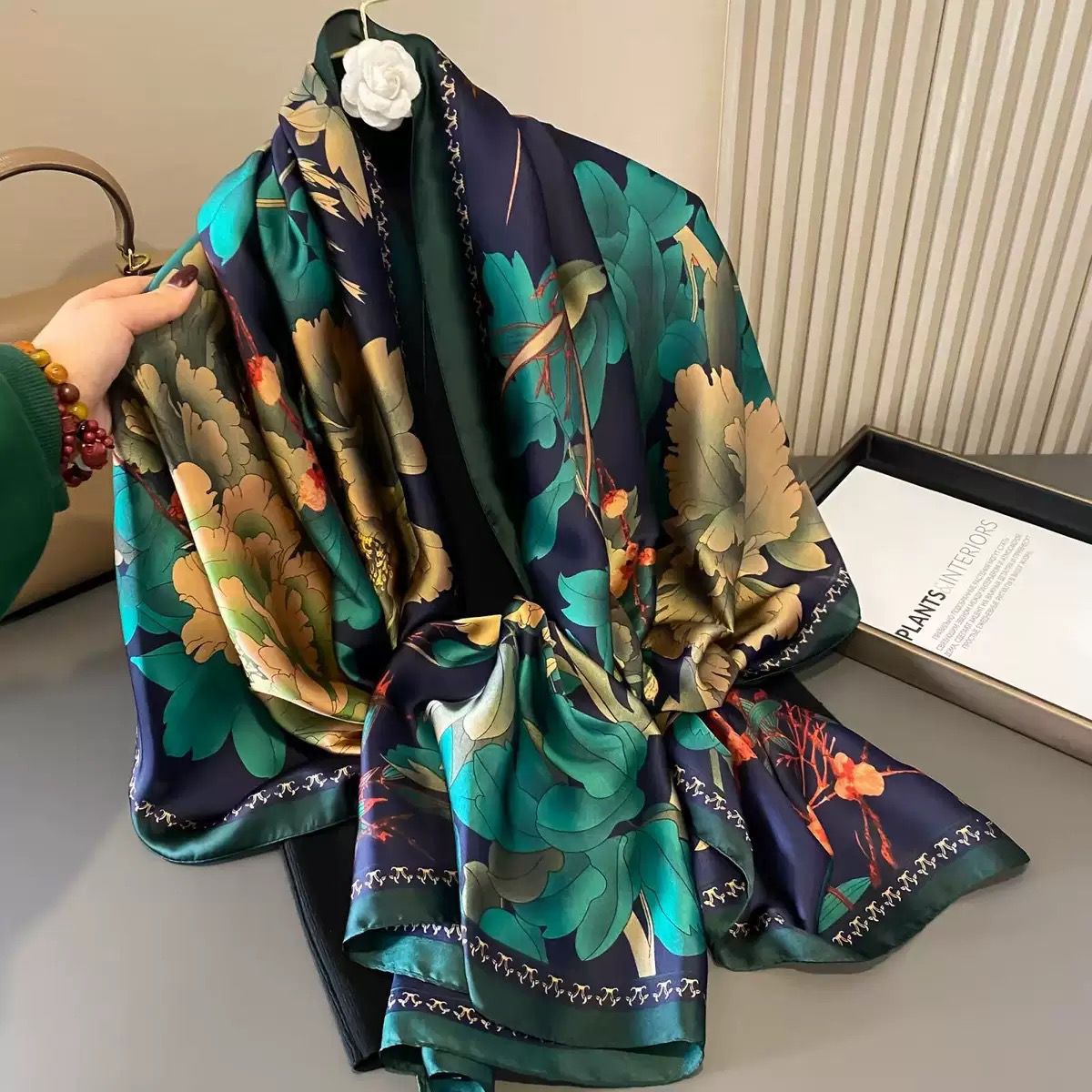 premium Luxury Satin Silk Scarf ছবি 8