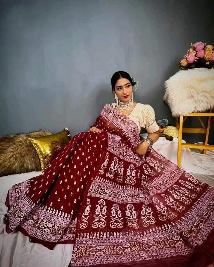 Half Silk Handprited Sarees