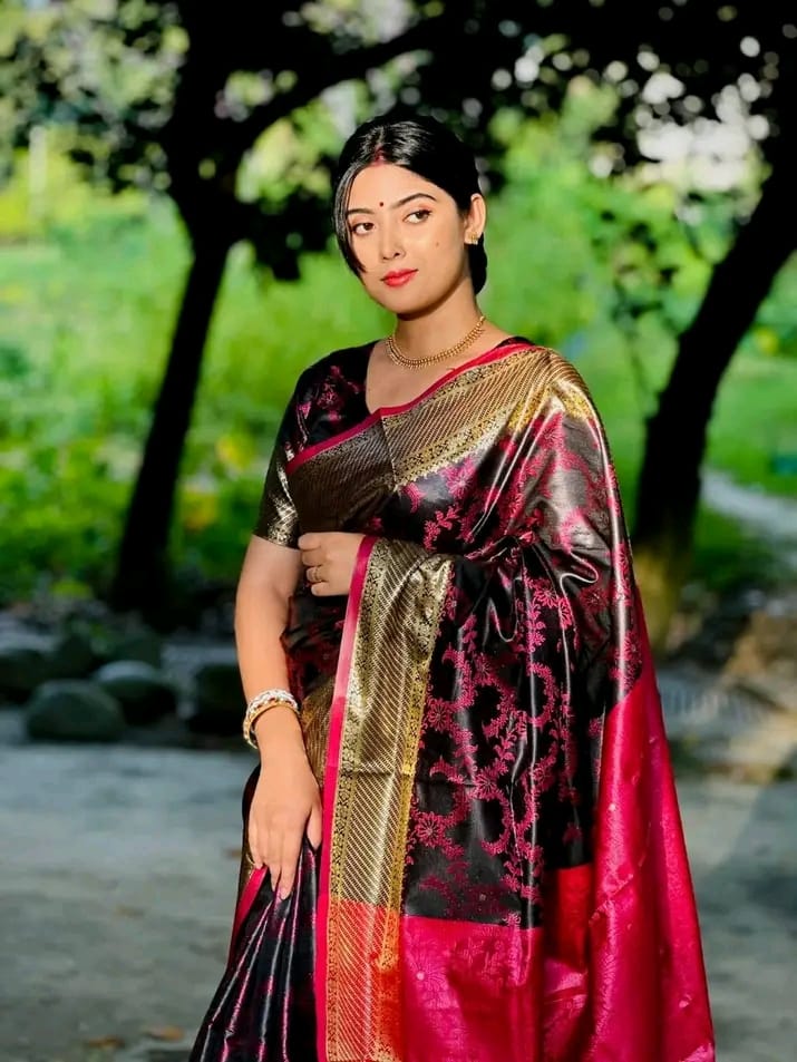 Benaroshi Katan Saree with blause pcs ছবি 2