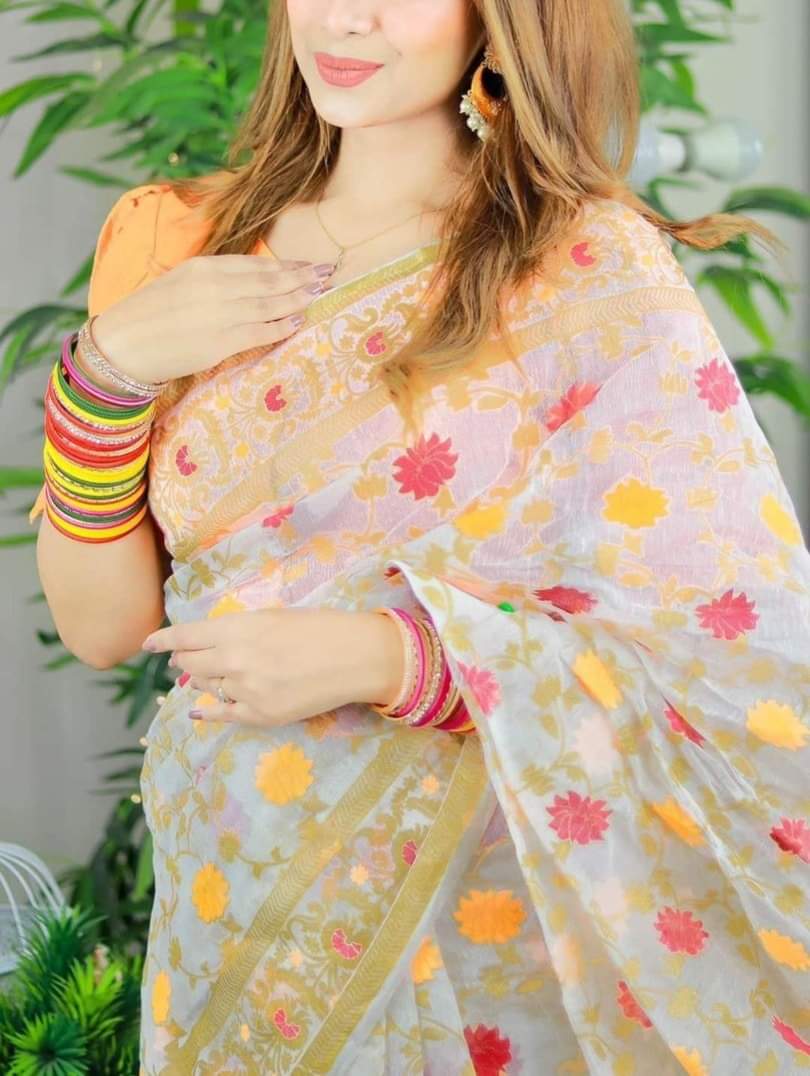 Half Silk Handprited Sarees ছবি 9