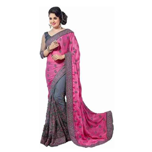 ইন্ডিয়ান জর্জেট শাড়ি ব্লাউজ পিস সহ ছবি 11