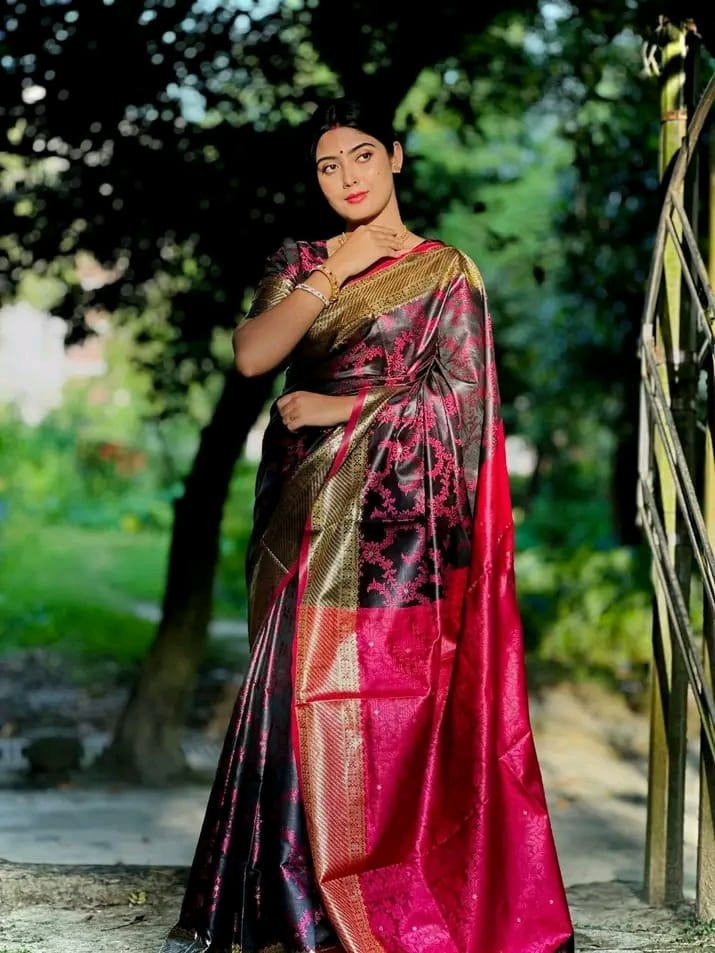 Benaroshi Katan Saree with blause pcs ছবি 3