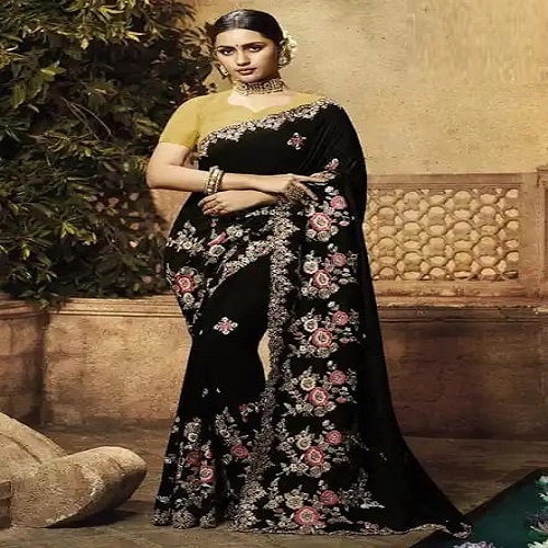ইন্ডিয়ান জর্জেট শাড়ি ব্লাউজ পিস সহ ছবি 17