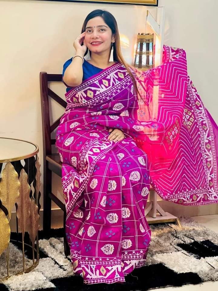 Half Silk Handprited Sarees ছবি 3