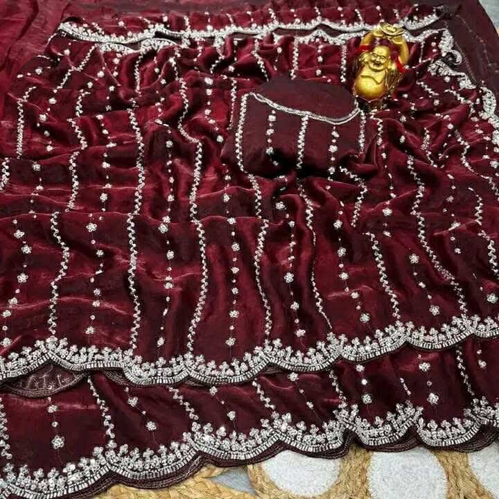 Indian Georgette Sharee with Blouse Piece ছবি 3