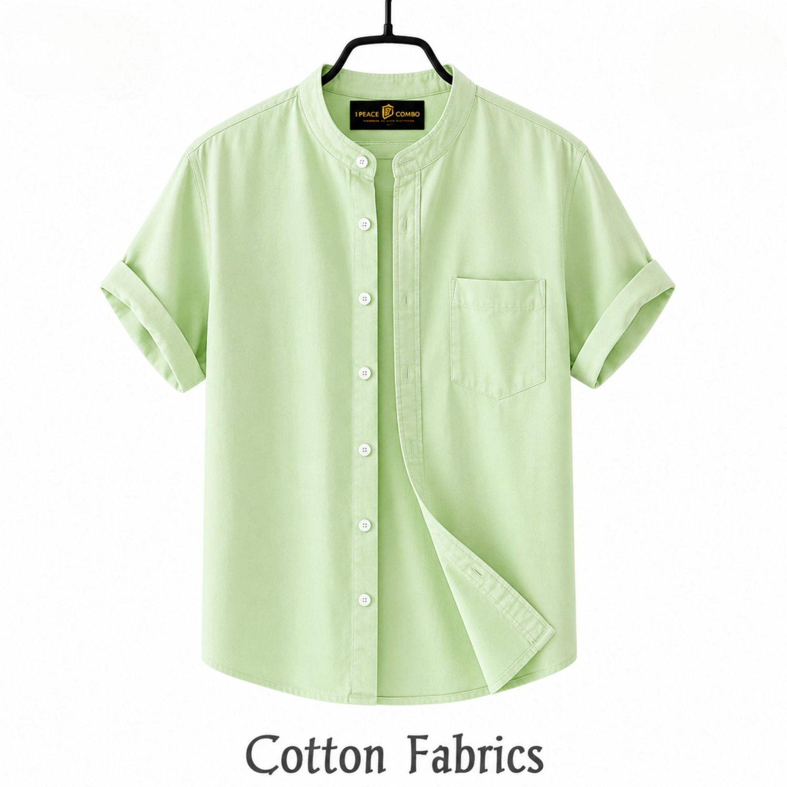 Premium Oxford Cotton Band Collar Short Sleeve Shirt ছবি 6