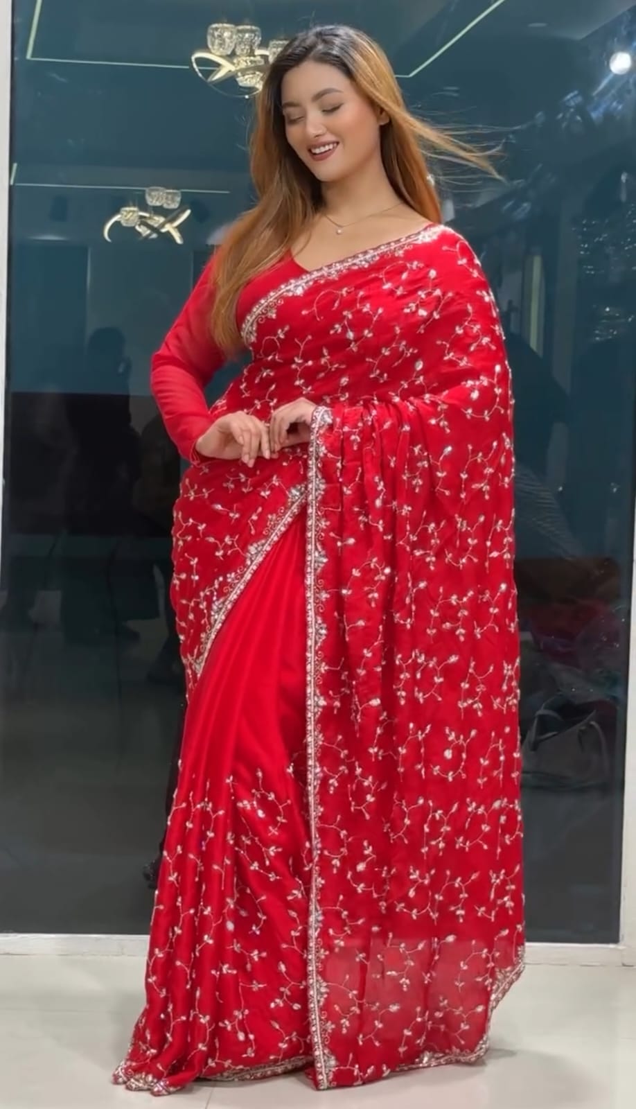 Chinigura Georgette Sequences Embroidery  Sharee