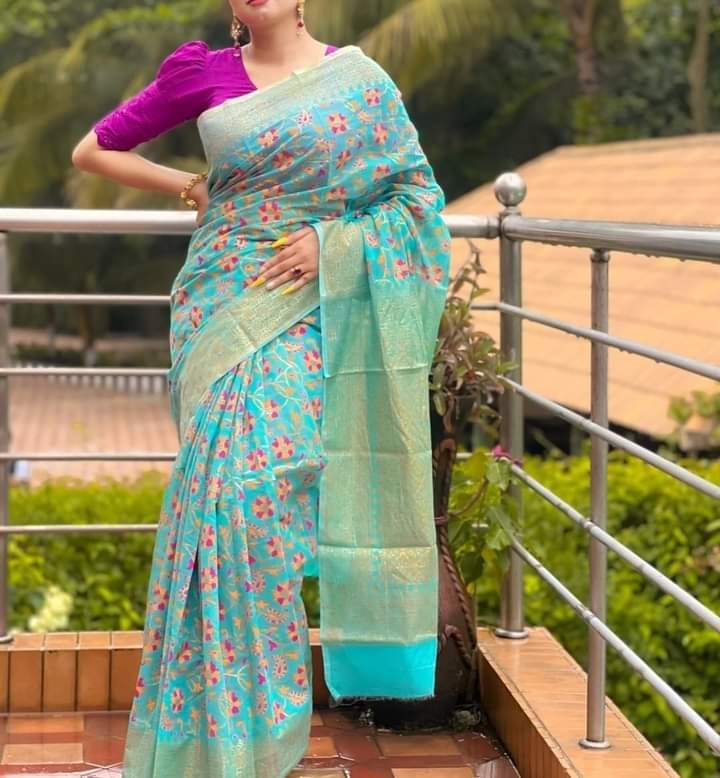 Half Silk Handprited Sarees ছবি 6
