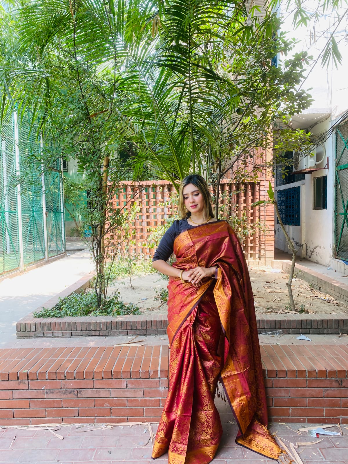 সিল্ক কাতান শাড়ি ছবি 8
