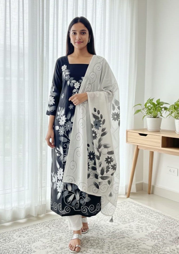 Block Print Three Piece ছবি 7
