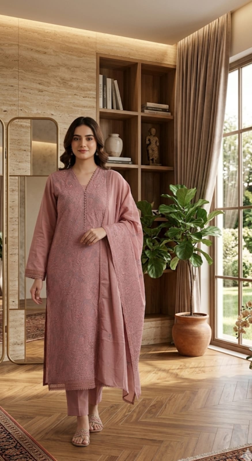 Cotton Unstitched Three Piece ছবি 5