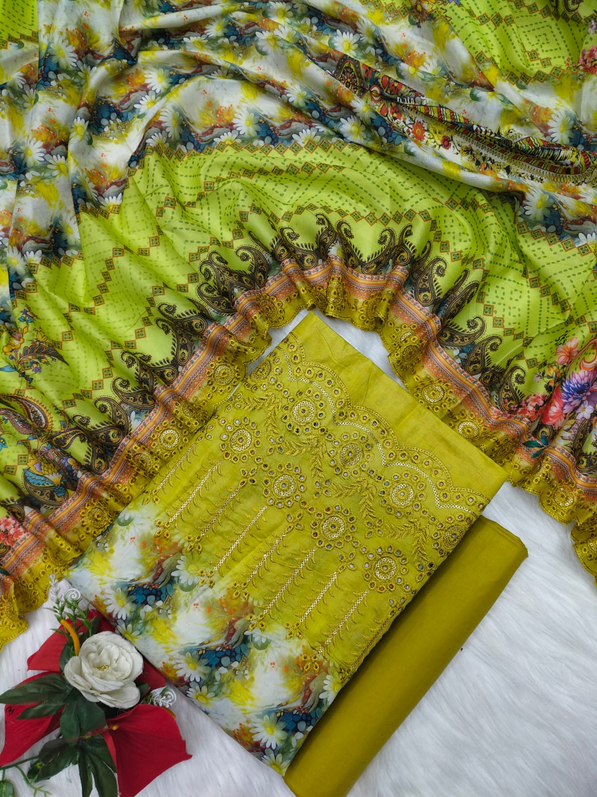 Unstitch Printed Three Piece