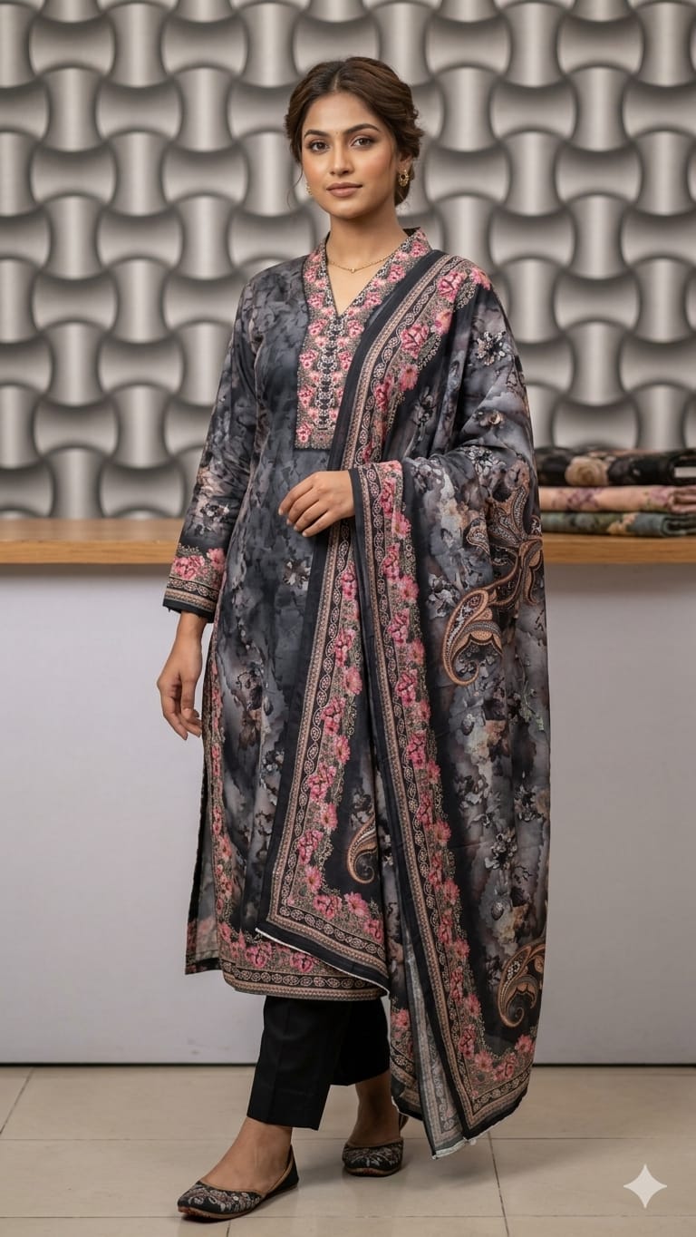 Unstitch Printed Three Piece