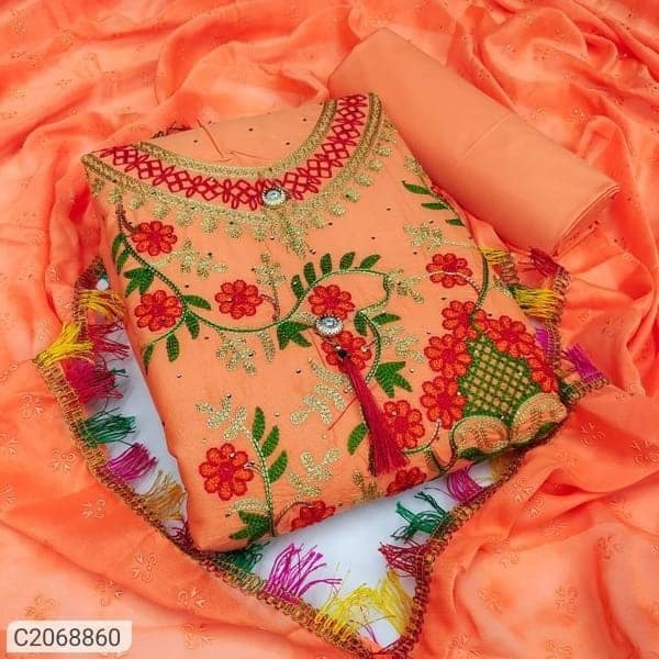 কাশ্মীরী আড়ি এম্ব্রডারী থ্রি-পিচ।