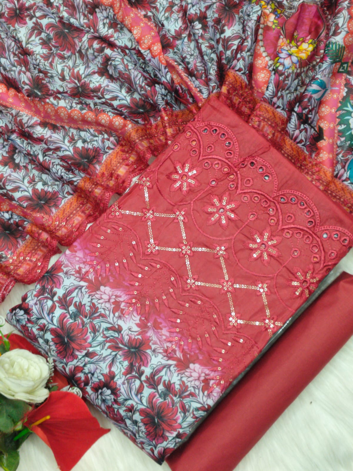 Unstitch Printed Three Piece