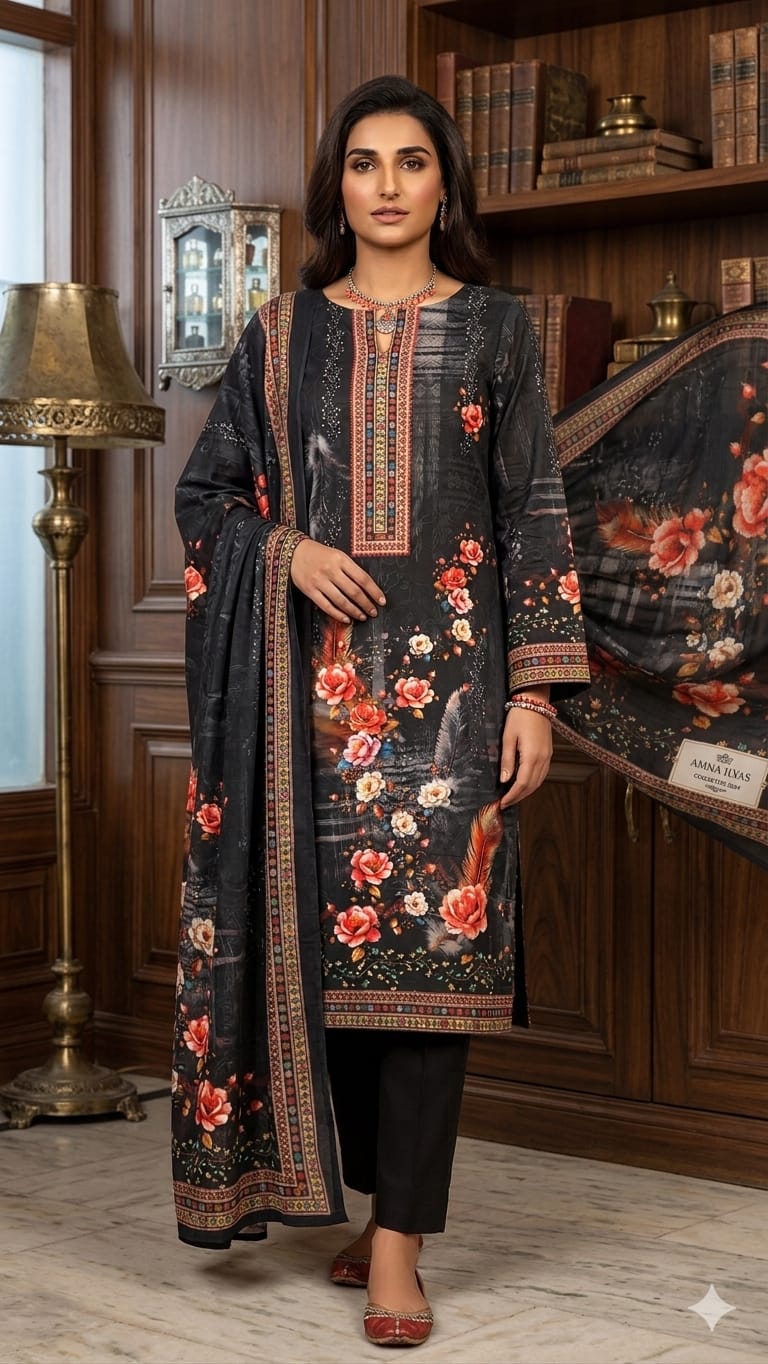 Unstitch Digital Print Three Piece ছবি 3