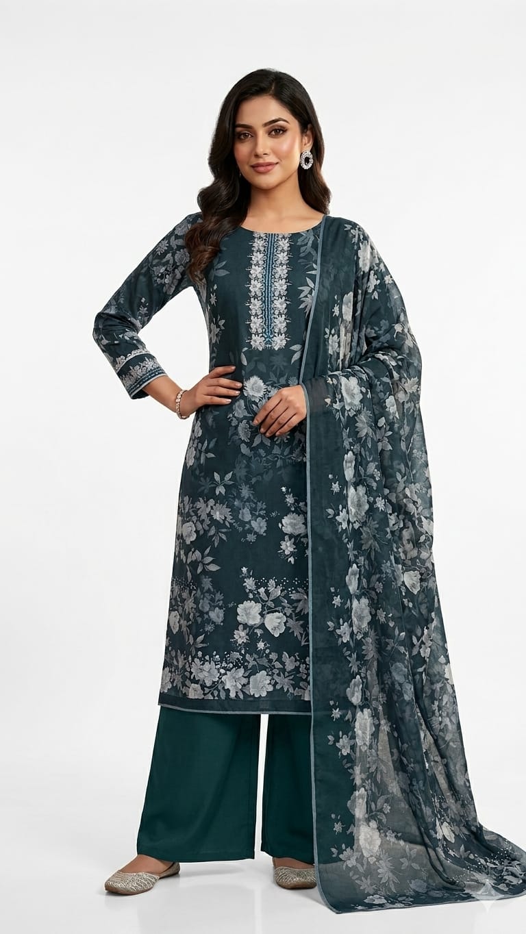 Unstitch Printed Three Piece