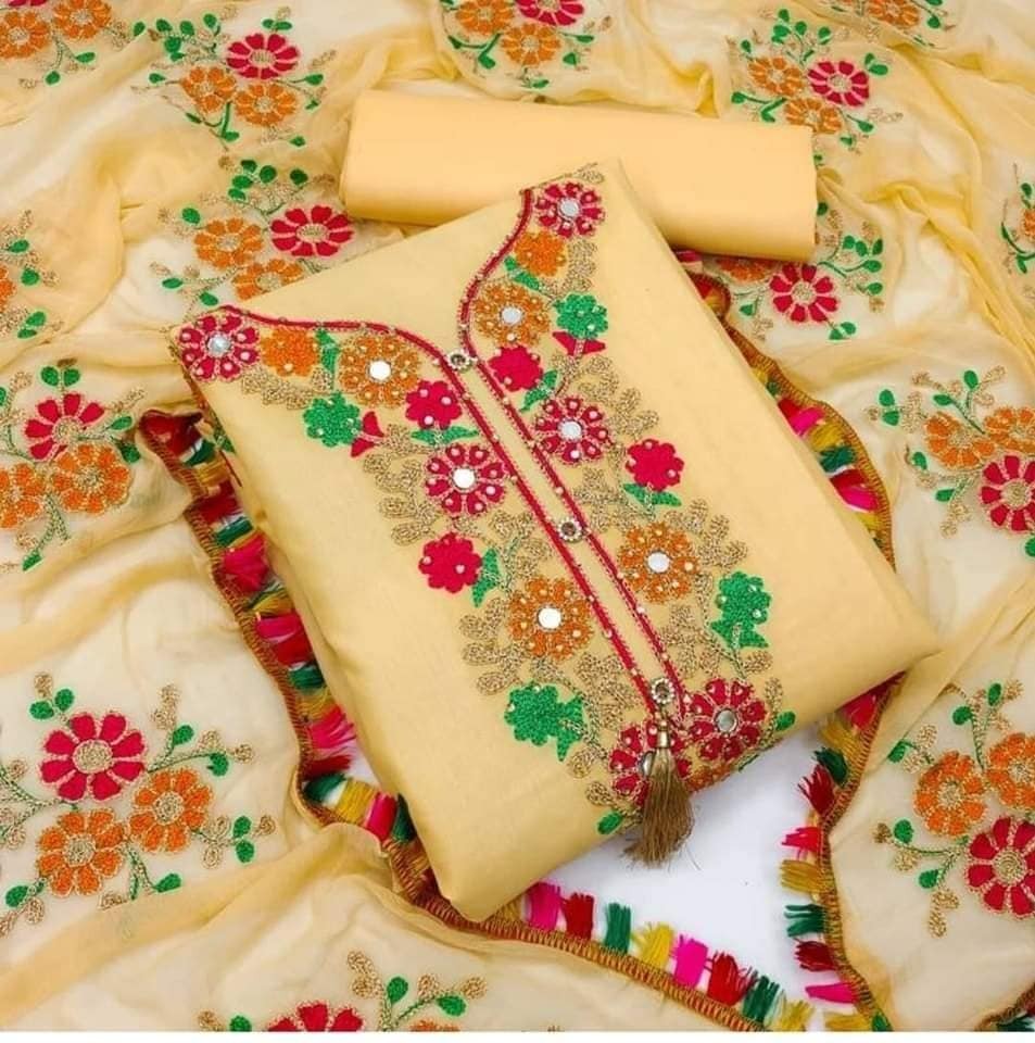 কাশ্মীরী আড়ি এম্ব্রডারী থ্রি-পিচ। ছবি 8