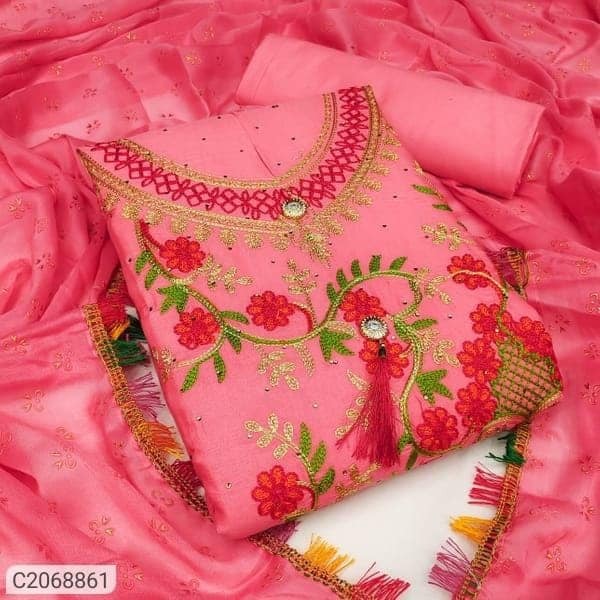 কাশ্মীরী আড়ি এম্ব্রডারী থ্রি-পিচ।