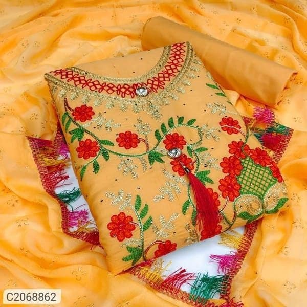 কাশ্মীরী আড়ি এম্ব্রডারী থ্রি-পিচ। ছবি 5