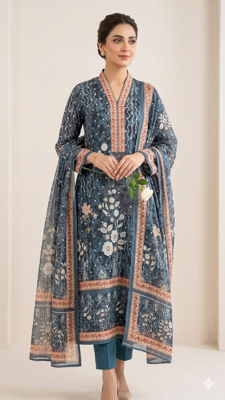 Unstitch Printed Three Piece ছবি 2
