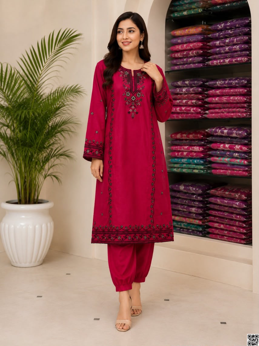 Linen Embroidery Two Piece