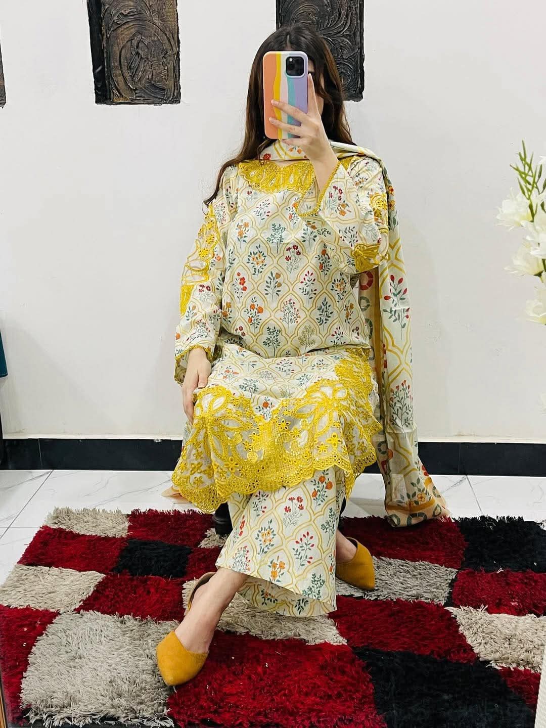 Cotton Embroidery Three Piece ছবি 6