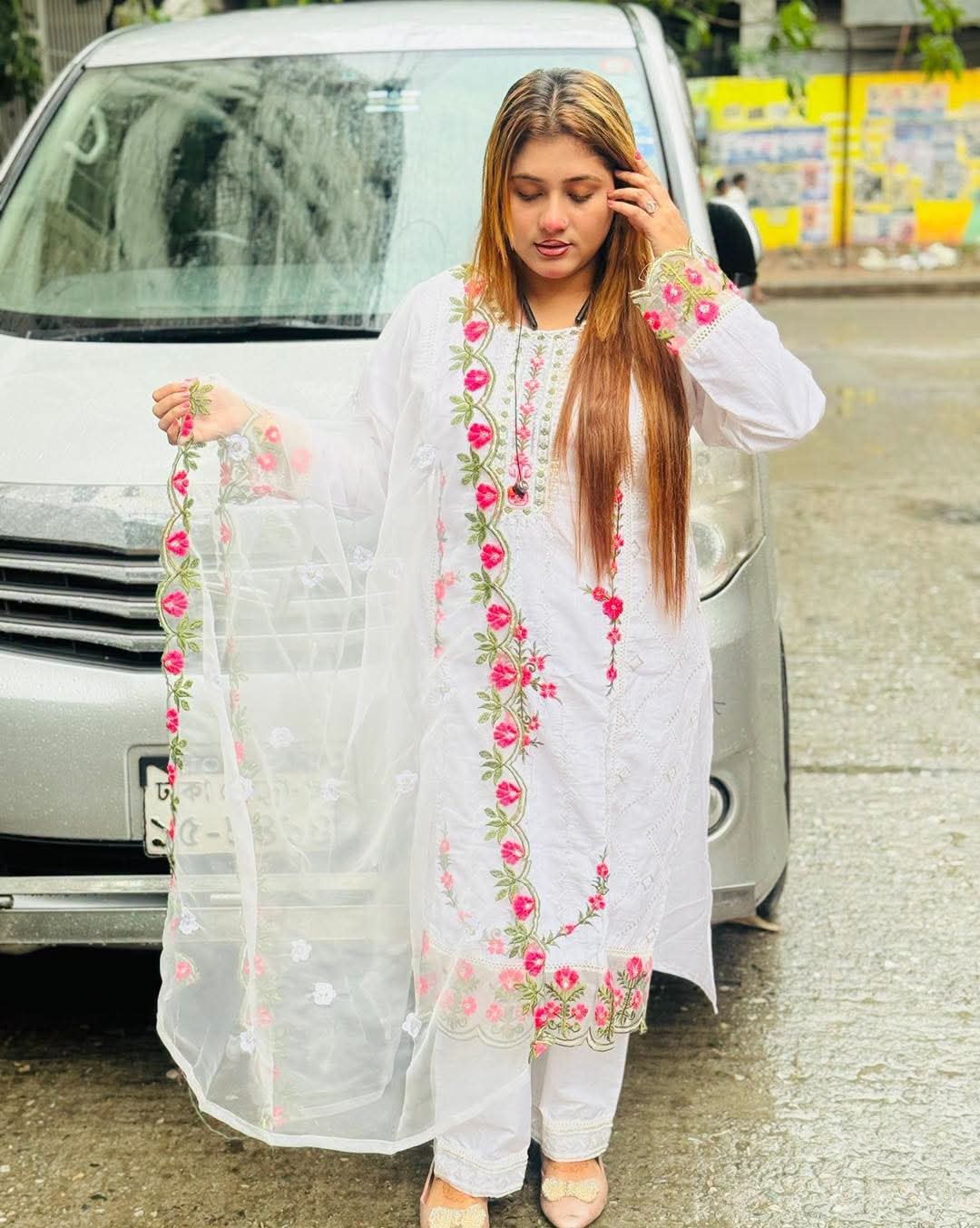 Cotton Embroidery Three Piece