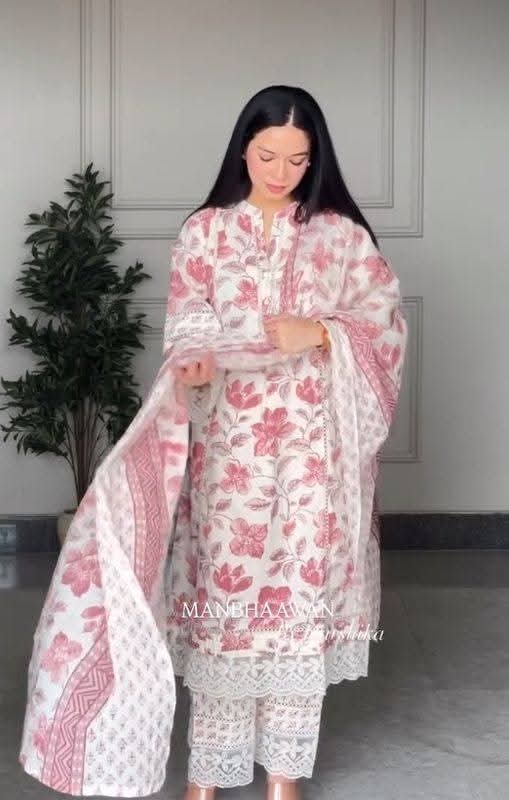 Cotton Embroidery Three Piece