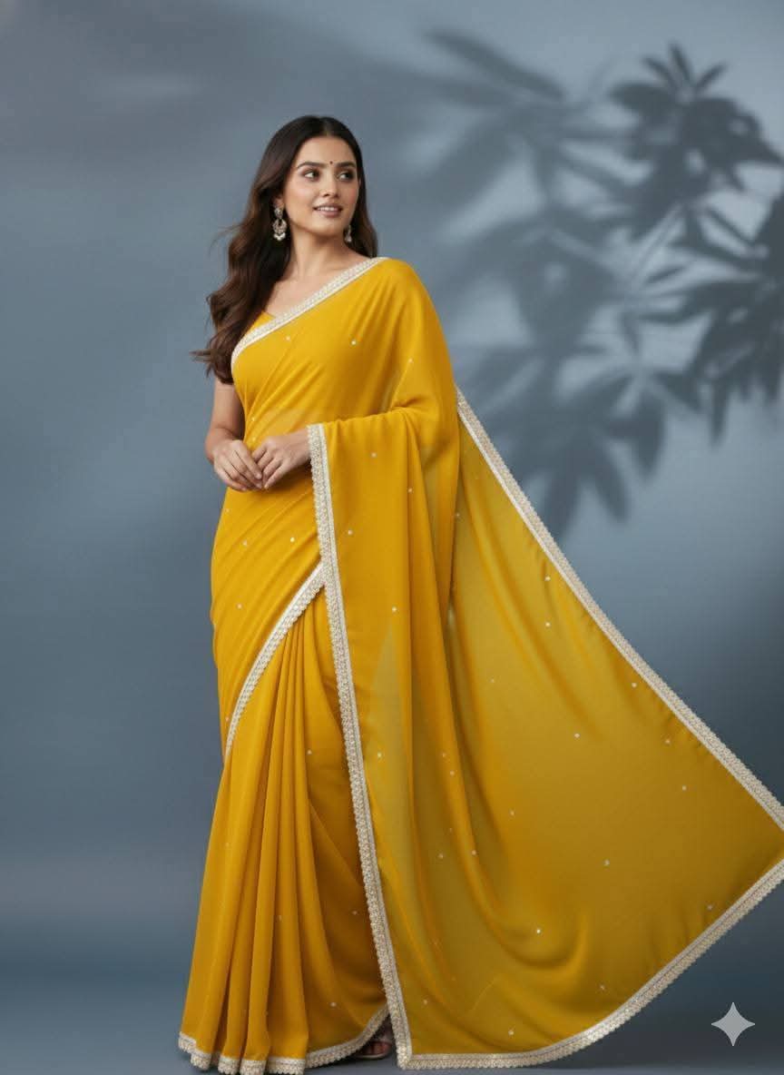 Georgette Sharee with Blouse Piece ছবি 4