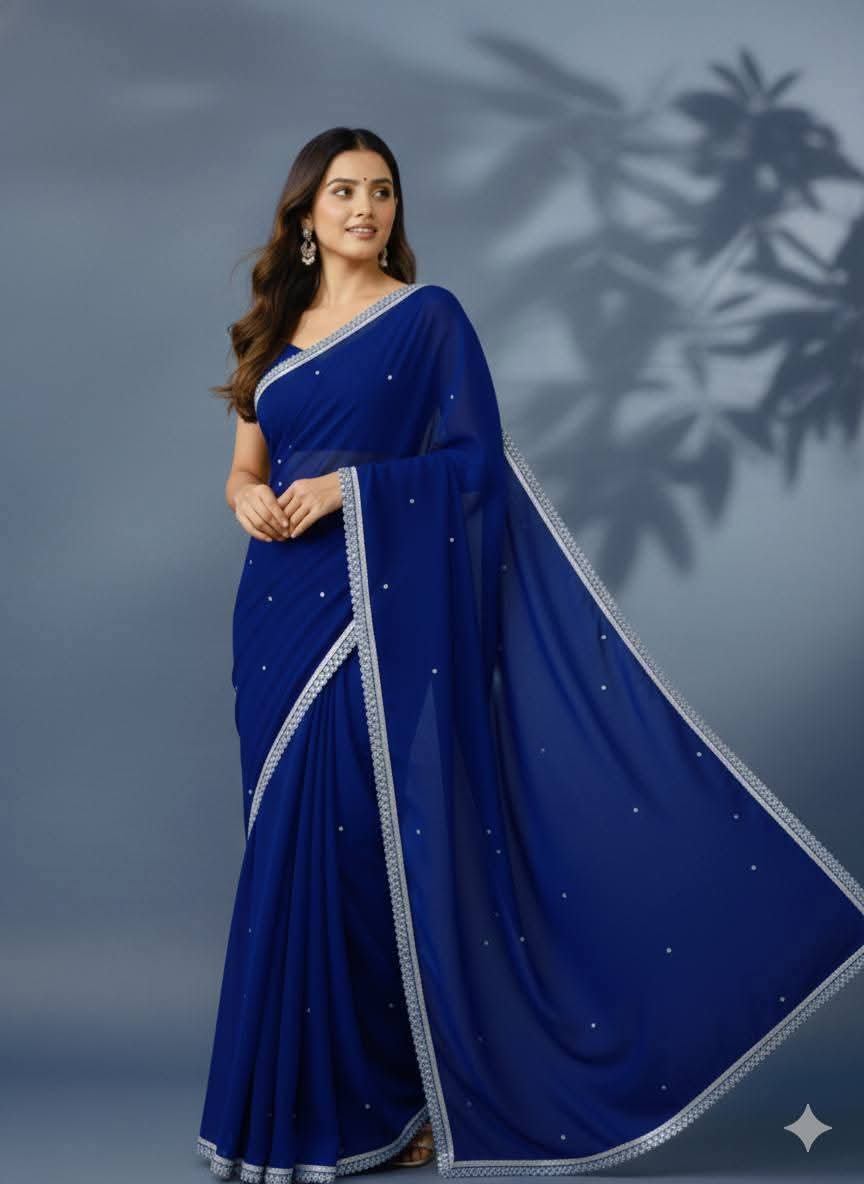 Georgette Sharee with Blouse Piece ছবি 3